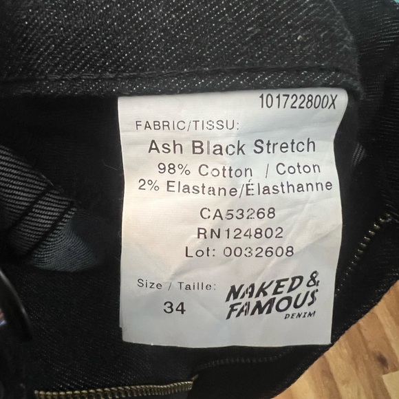 Naked & Famous Ash Black Jeans Size 34 - Picture 3 of 3